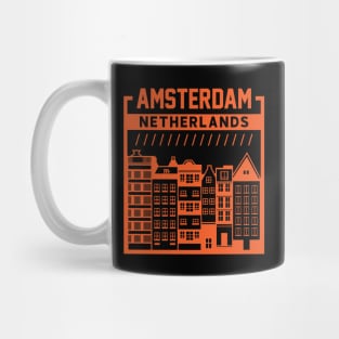 Vintage Amsterdam Netherlands City Skyline Dutch Buildings Mug